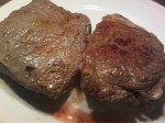 Braised in butter and coconut oil >> 9 oz of sirloin and 8 oz of ribeye... very medium rare. :)